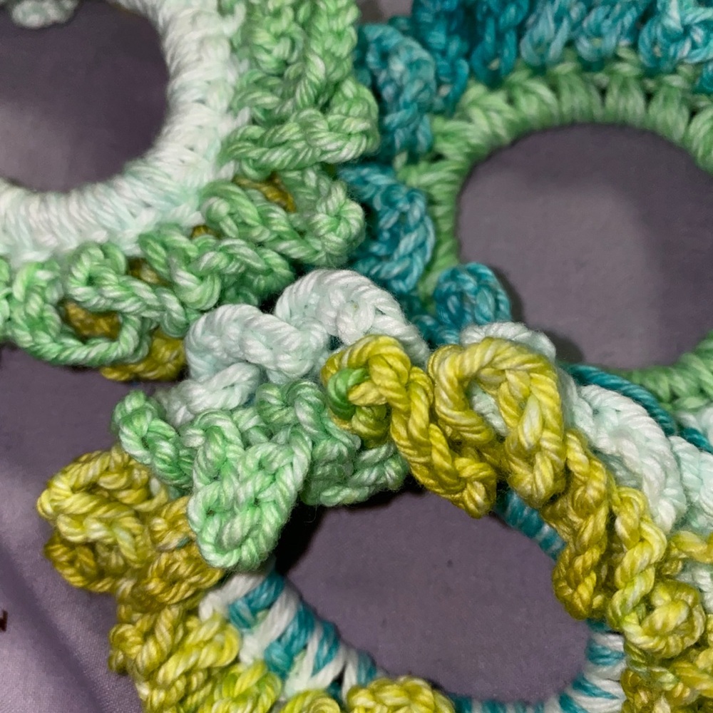HANDMADE scrunchies!!- Green Ombré